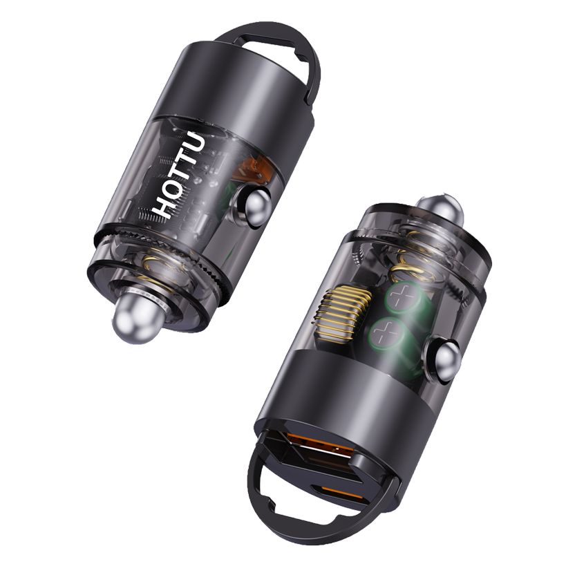 HOTTU CC26 65W PD + QC3.0 Fast Car Charger – Dual Port Metal Car Adapter for Rapid Charging