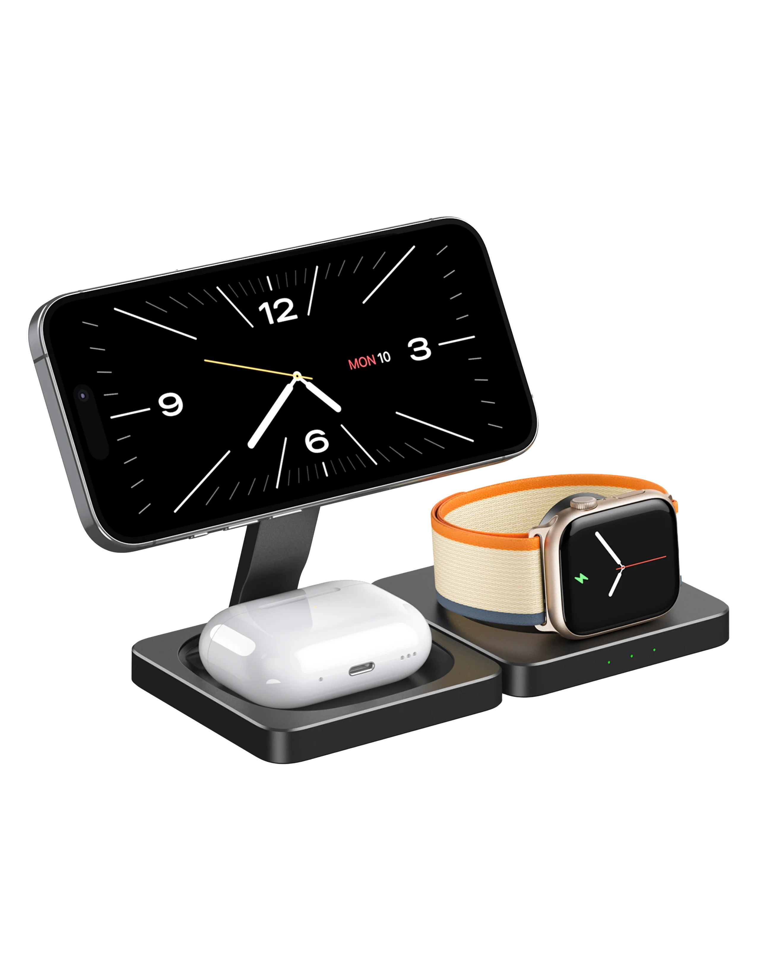 HOTTU SL12 – 3 in 1 Foldable Wireless Charging Station for iPhone, Apple Watch & AirPods
